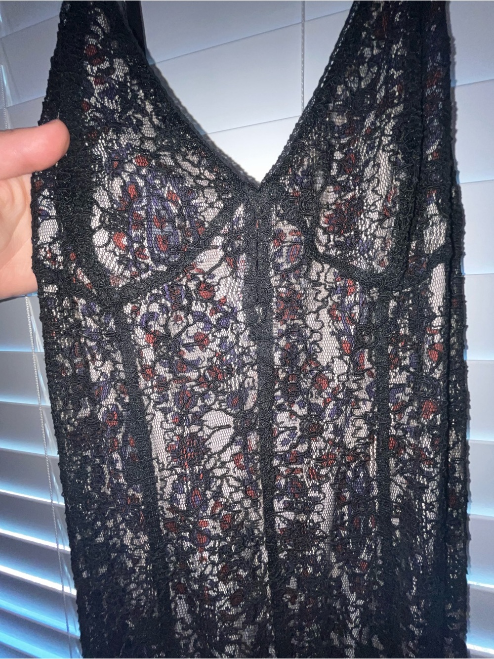 Urban Outfitters Black Lace Chemise with Floral Accent